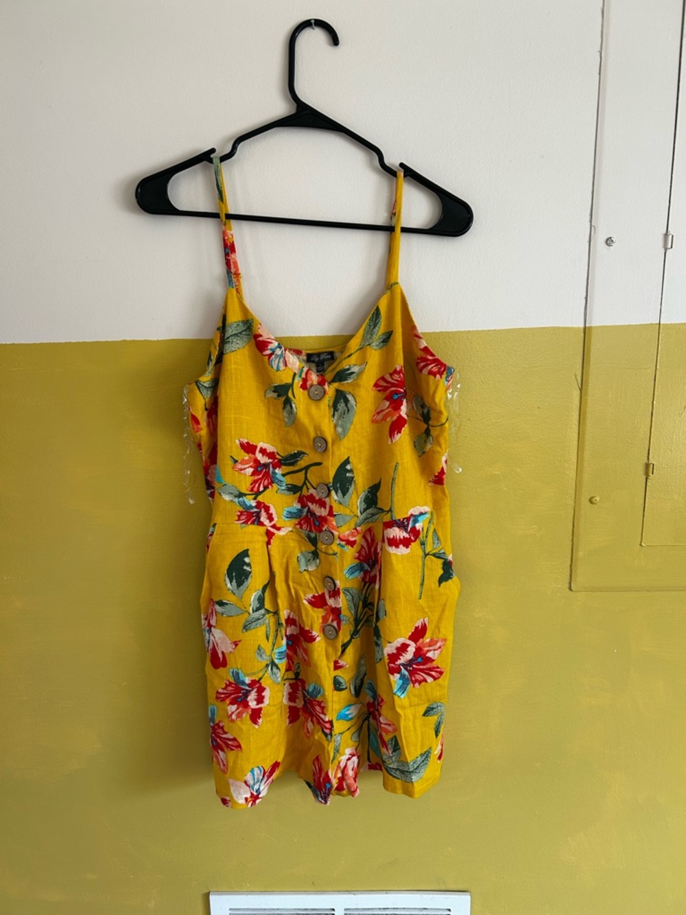 Lily Rose Yellow Floral Button-Front jumper